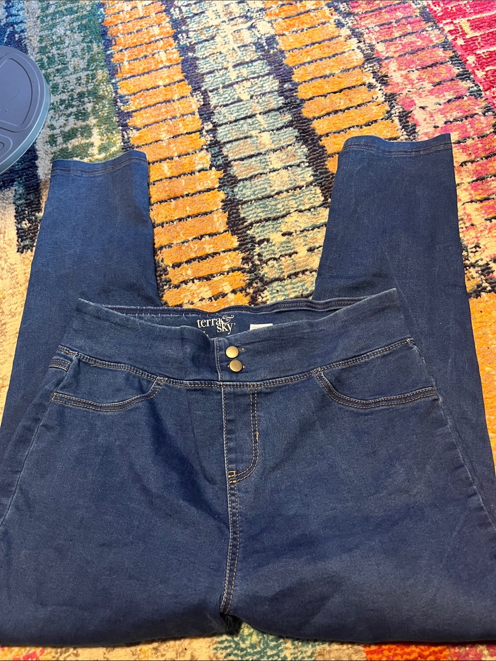 terra & sky Women's Dark Blue Stretch Jeans sz 14w